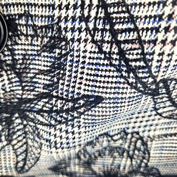 Calvin Klein Grey Casual Plaid Floral Embroidery Coat Dress Sz2 - Picture 4 of 12